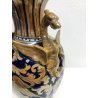 ANTICO VASO BIANSATO Gualdo Tadino CERAMICA MAIOLICA LUSTRO ORO BLU 39 cm/h