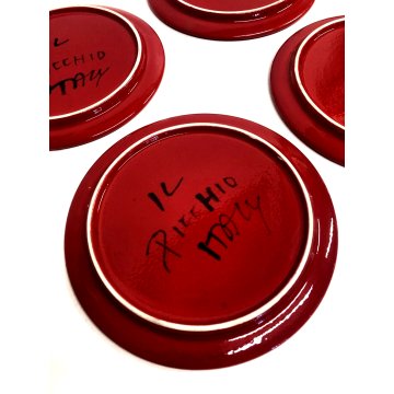 LOTTO 13 pz TAZZA COPPA PIATTINO CERAMICA DESIGN Il Picchio Italy SMALTO ROSSO