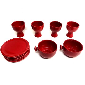 LOTTO 13 pz TAZZA COPPA PIATTINO CERAMICA DESIGN Il Picchio Italy SMALTO ROSSO