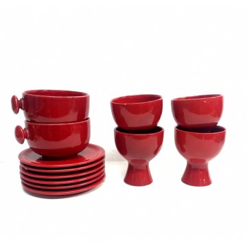 LOTTO 13 pz TAZZA COPPA PIATTINO CERAMICA DESIGN Il Picchio Italy SMALTO ROSSO