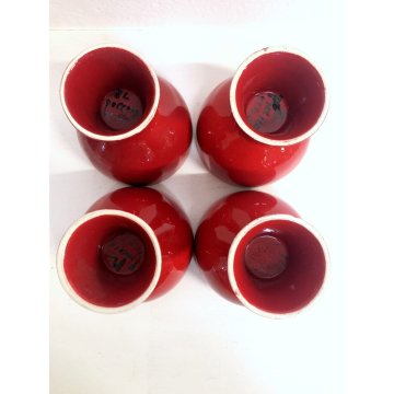 LOTTO 13 pz TAZZA COPPA PIATTINO CERAMICA DESIGN Il Picchio Italy SMALTO ROSSO