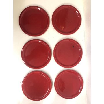 LOTTO 13 pz TAZZA COPPA PIATTINO CERAMICA DESIGN Il Picchio Italy SMALTO ROSSO