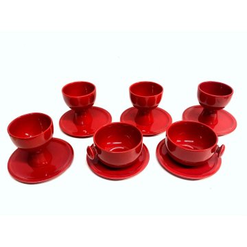 LOTTO 13 pz TAZZA COPPA PIATTINO CERAMICA DESIGN Il Picchio Italy SMALTO ROSSO