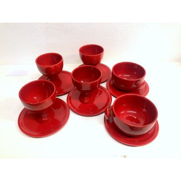 LOTTO 13 pz TAZZA COPPA PIATTINO CERAMICA DESIGN Il Picchio Italy SMALTO ROSSO