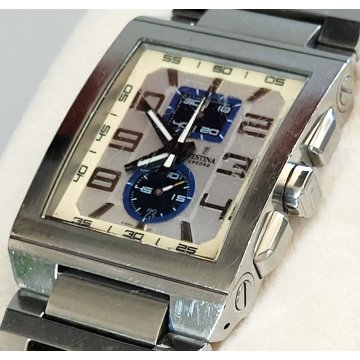 OROLOGIO POLSO Festina Chrono F16190 uomo QUARTZ acciaio VINTAGE WRIST WATCH