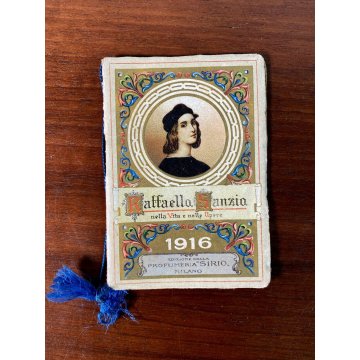 ANTICO CALENDARIETTO PUBBLICITARIO 1916 prodot. SIRIO almanacco RAFFAELLO SANZIO
