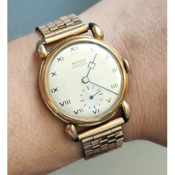ANTICO OROLOGIO Hover ANSE a RAGNO 15 jewels MECCANICO anni 40 DORATO MEN WATCH