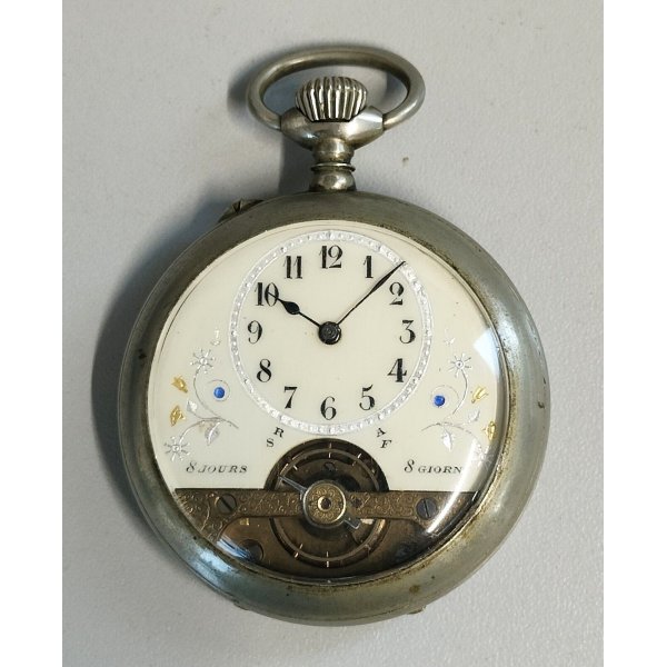 ANTICO OROLOGIO TASCA 8 jours Meccanico TIPO Hebdomas OLD POCKET WATCH ø 50mm
