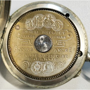 ANTICO OROLOGIO TASCA 8 jours Meccanico TIPO Hebdomas OLD POCKET WATCH ø 50mm