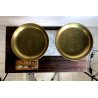 ANTICA BILANCIA Bulgari Santo 2 PIATTI PESA 5 kg OTTONE LEGNO MARMO Italia 1881