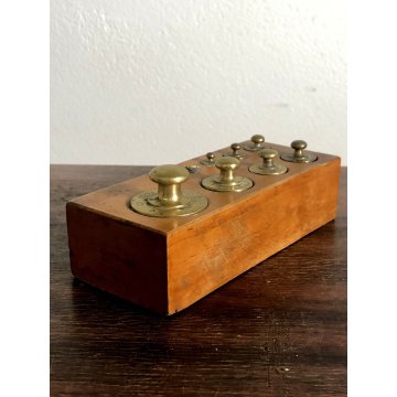 ANTICA BILANCIA Bulgari Santo 2 PIATTI PESA 5 kg OTTONE LEGNO MARMO Italia 1881