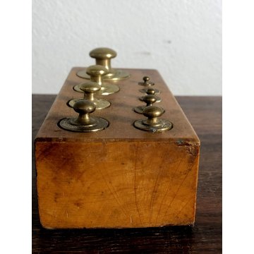 ANTICA BILANCIA Bulgari Santo 2 PIATTI PESA 5 kg OTTONE LEGNO MARMO Italia 1881