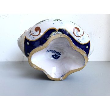 PICCOLO VASO GIARDINIERA CERAMICA Faenza DECORO RAFFAELLESCHE PRESE CIGNO '900