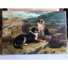 ANTICO DIPINTO OLIO J. C. Dollman PAESAGGIO RITRATTO CANE ENGLISH SETTER DOG '34