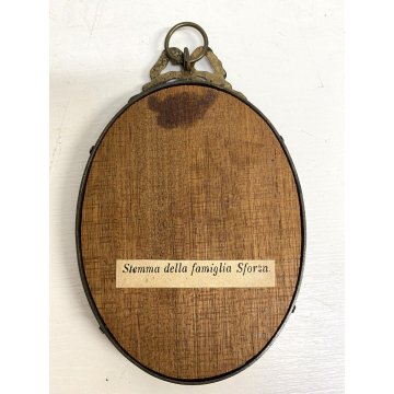 ANTICA PICCOLA CORNICE per MINIATURA o PORTAFOTO OVALE STEMMA famiglia SFORZA