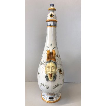 VASO CERAMICA MAIOLICA Ginori FIASCA del PELLEGRINO DECORO GROTTESCHE TAPPO VITE