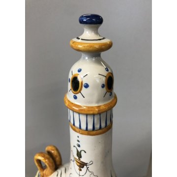 VASO CERAMICA MAIOLICA Ginori FIASCA del PELLEGRINO DECORO GROTTESCHE TAPPO VITE