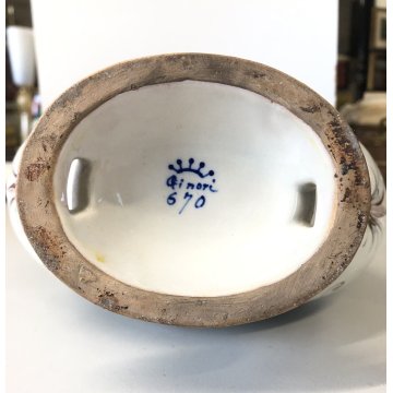 VASO CERAMICA MAIOLICA Ginori FIASCA del PELLEGRINO DECORO GROTTESCHE TAPPO VITE