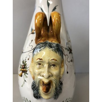 VASO CERAMICA MAIOLICA Ginori FIASCA del PELLEGRINO DECORO GROTTESCHE TAPPO VITE
