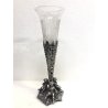 VASO VINTAGE CRISTALLO BASAMENTO PLACCATO ARGENTO SHEFFIELD DECORO PUTTI FOGLIE
