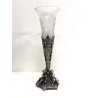 VASO VINTAGE CRISTALLO BASAMENTO PLACCATO ARGENTO SHEFFIELD DECORO PUTTI FOGLIE