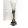 VASO VINTAGE CRISTALLO BASAMENTO PLACCATO ARGENTO SHEFFIELD DECORO PUTTI FOGLIE