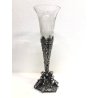 VASO VINTAGE CRISTALLO BASAMENTO PLACCATO ARGENTO SHEFFIELD DECORO PUTTI FOGLIE