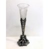 VASO VINTAGE CRISTALLO BASAMENTO PLACCATO ARGENTO SHEFFIELD DECORO PUTTI FOGLIE