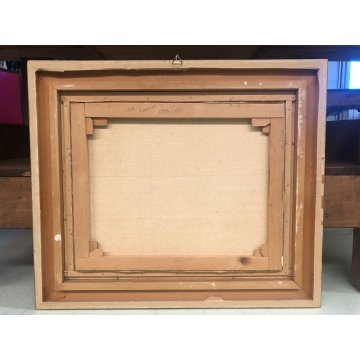 DIPINTO OLIO TELA Ivan Karpoff PAESAGGIO INVERNALE CASOLARE NEVE FIGURE