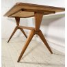 TAVOLO VINTAGE LEGNO FAGGIO VETRO VERDE DESIGN ANNI 60 STILE ICO PARISI EPOCA
