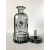 ANTICA BOTTIGLIA LIQUORE con TAPPO CRISTALLO FUME' SCANALATO Art Decò FUTURISTA