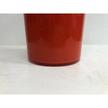 VASO VETRO MURANO DESIGN Carlo Moretti TRONCOCONO ARANCIO ROSSO BIANCO 36 cm/h