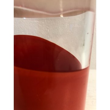 VASO VETRO MURANO DESIGN Carlo Moretti TRONCOCONO ARANCIO ROSSO BIANCO 36 cm/h