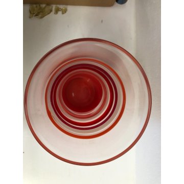 VASO VETRO MURANO DESIGN Carlo Moretti TRONCOCONO ARANCIO ROSSO BIANCO 36 cm/h