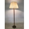 LAMPADA DA TERRA PIANTANA LEGNO SCANALATO OTTONE 3 LUCI PARALUME RASO ART DECO'