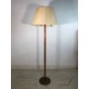 LAMPADA DA TERRA PIANTANA LEGNO SCANALATO OTTONE 3 LUCI PARALUME RASO ART DECO'