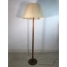 LAMPADA DA TERRA PIANTANA LEGNO SCANALATO OTTONE 3 LUCI PARALUME RASO ART DECO'