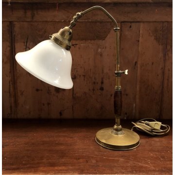 LAMPADA Ministeriale da SCRIVANIA DESIGN INDUSTRIALE OTTONE LEGNO VETRO '20/'30