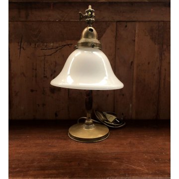 LAMPADA Ministeriale da SCRIVANIA DESIGN INDUSTRIALE OTTONE LEGNO VETRO '20/'30