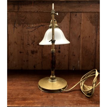 LAMPADA Ministeriale da SCRIVANIA DESIGN INDUSTRIALE OTTONE LEGNO VETRO '20/'30