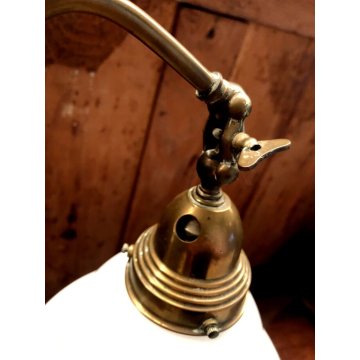 LAMPADA Ministeriale da SCRIVANIA DESIGN INDUSTRIALE OTTONE LEGNO VETRO '20/'30