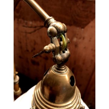 LAMPADA Ministeriale da SCRIVANIA DESIGN INDUSTRIALE OTTONE LEGNO VETRO '20/'30