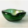 SVUOTATASCHE PORTACENERE VETRO MURANO TRASPARENTE VERDE FOGLIA ORO '40/'50