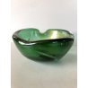 SVUOTATASCHE PORTACENERE VETRO MURANO TRASPARENTE VERDE FOGLIA ORO '40/'50