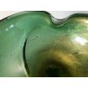 SVUOTATASCHE PORTACENERE VETRO MURANO TRASPARENTE VERDE FOGLIA ORO '40/'50