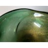 SVUOTATASCHE PORTACENERE VETRO MURANO TRASPARENTE VERDE FOGLIA ORO '40/'50
