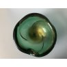 SVUOTATASCHE PORTACENERE VETRO MURANO TRASPARENTE VERDE FOGLIA ORO '40/'50