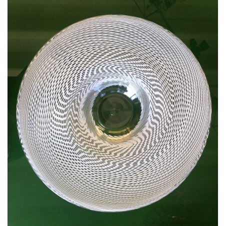 PIATTO VINTAGE VETRO MURANO DECORO SPIRALE BIANCO Verart VENEZIA ø 53,5 cm '900