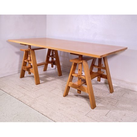TAVOLO DESIGN ACHILLE CASTIGLIONI PER ZANOTTA MODELLO LEONARDO ANNI 80 LEGNO