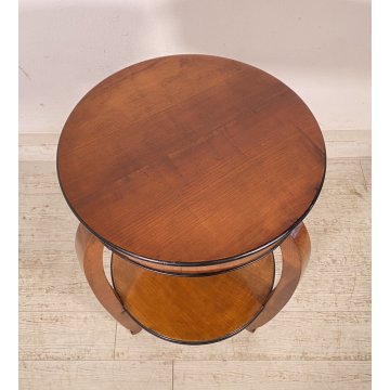ANTICO TAVOLINO ROTONDO 2 RIPIANI BIEDERMEIER LEGNO NOCE PRIMI 1900 TAVOLO TABLE